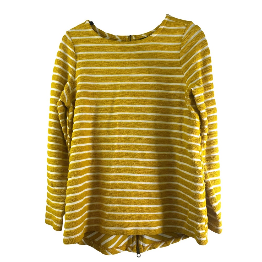 Joules Striped Knit Crewneck Sweater Women's M Size 8 Natural Fiber Textured Eco